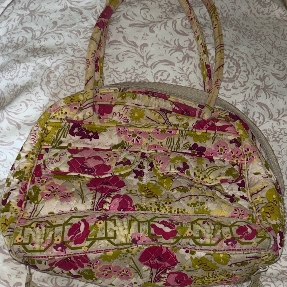 Vera Bradley Pink and Green Floral Shoulder Bag